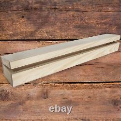 Wooden Memory Trinket Box / 47 cm Long / Plain Wood Candle Case Storage with Lid