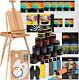 Wooden Portable Box Easel & Adults Acrylic Canvas Painting Set Travel