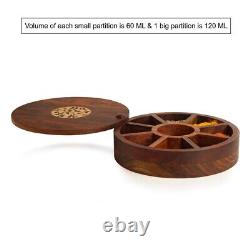 Wooden Spice Box Set for Kitchen with Floral Burnt Design in Sheeham Wood Gift