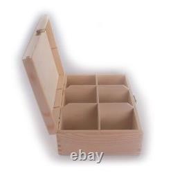 Wooden Storage Box With Lid Clasp & 6 Sections Compartments/Trinket Memory Craft