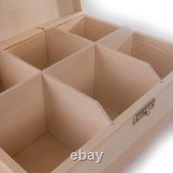 Wooden Storage Box With Lid Clasp & 6 Sections Compartments/Trinket Memory Craft