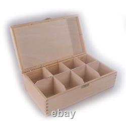 Wooden Storage Box With Lid Clasp & 8 Sections Compartments/Trinket Memory Craft