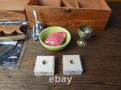 Wooden Travel Small Space Altar Set Pyrographed Box Wicca Wooden Altar Cloth