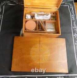 Wooden Travel or Small Space Altar Set Pyrographed Box Pagan Wicca Witchcraft