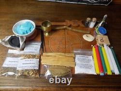 Wooden Travel or Small Space Altar Set Pyrographed Box Pagan Wicca Witchcraft
