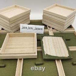 Wooden Tsuba Box & Cushion 10 Pieces Set Made in Japan for Antique Collector