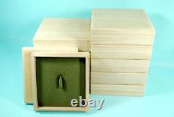 Wooden Tsuba Box & Cushion 10 Pieces Set Made in Japan for Antique Collector New