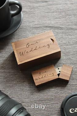 Wooden Wedding USB Memory Stick with box Engraved 32GB & Gift Bag Wholesale