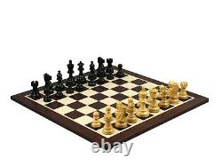 Wooden Wenge Chess Set 21 Weighted Ebonised Classic Staunton Pieces 3.75