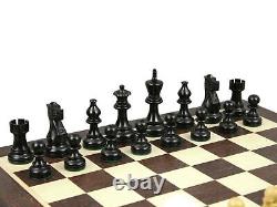 Wooden Wenge Chess Set 21 Weighted Ebonised Classic Staunton Pieces 3.75