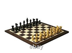 Wooden Wenge Chess Set 21 Weighted Ebonised Professional Staunton Pieces 3.75