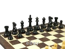 Wooden Wenge Chess Set 21 Weighted Ebonised Professional Staunton Pieces 3.75