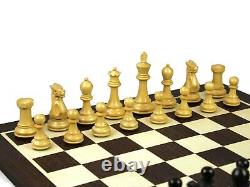 Wooden Wenge Chess Set 21 Weighted Ebonised Professional Staunton Pieces 3.75