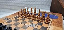 Wooden box chess board set game prison GULAG (Ship Worldwide)