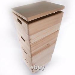 XLarge 4 Wooden Stackable Storage Crates/Boxes With Hinged Lid/Handles & Wheels
